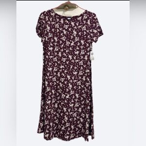 Old Navy Burgundy Floral Short-Sleeve Casual Dress